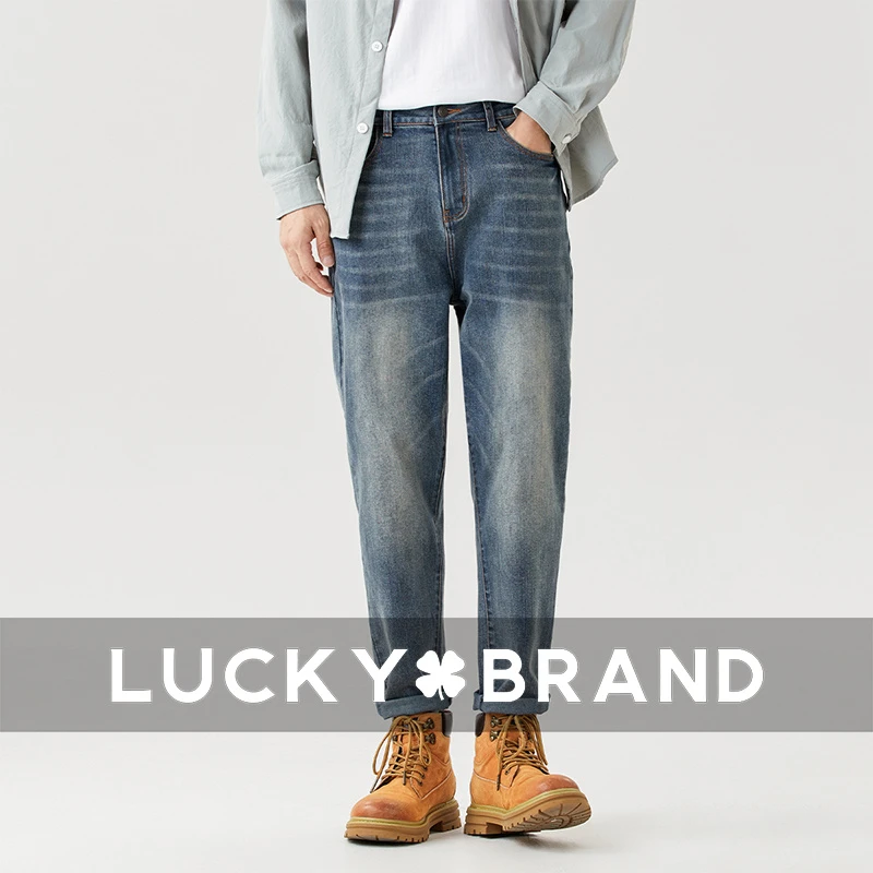 LUCKYBRAND高端哈伦牛仔裤男2024新款男士秋季宽松休闲牛仔裤