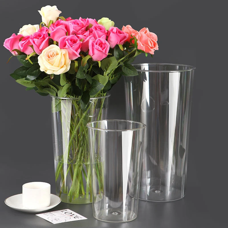 透明亚克力醒花桶养花桶花束花瓶塑料法式插花桶花店家用泡鲜花桶