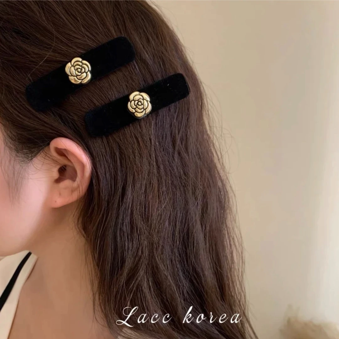 网红刘海小夹子韩国山茶花小香风发夹侧边夹发饰发夹鸭嘴夹头饰女