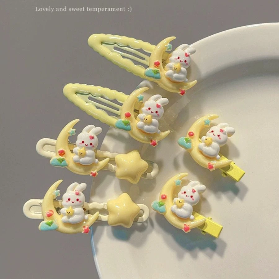 ins网红新款可爱月亮兔子发夹女碎发刘海夹儿童bb夹星星发卡发饰