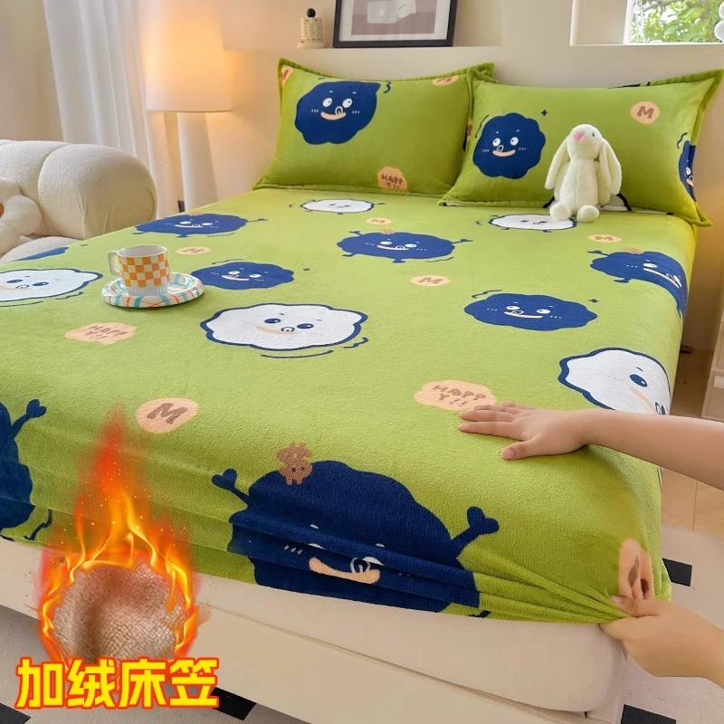 云瑾印花儿童牛奶绒床单单件加绒加厚珊瑚绒床笠冬季单人双人被单
