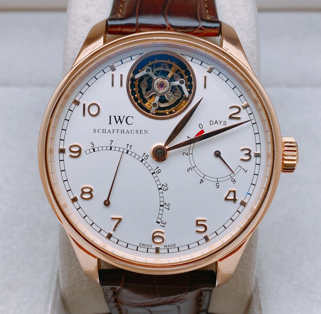 99新 IWC/万国 陀飞轮 44mm 自动机械 玫瑰金 折叠扣