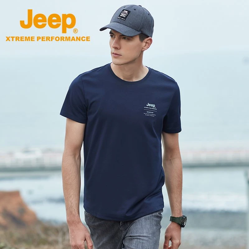 JEEP/吉普男士短袖春夏新款圆领速干透气户外弹力短袖快干恤休闲