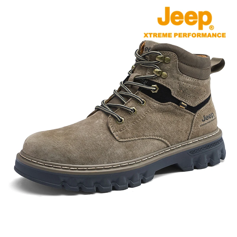 JEEP/吉普户外登山鞋男2023年秋季男士马丁靴男软底耐磨工装鞋男