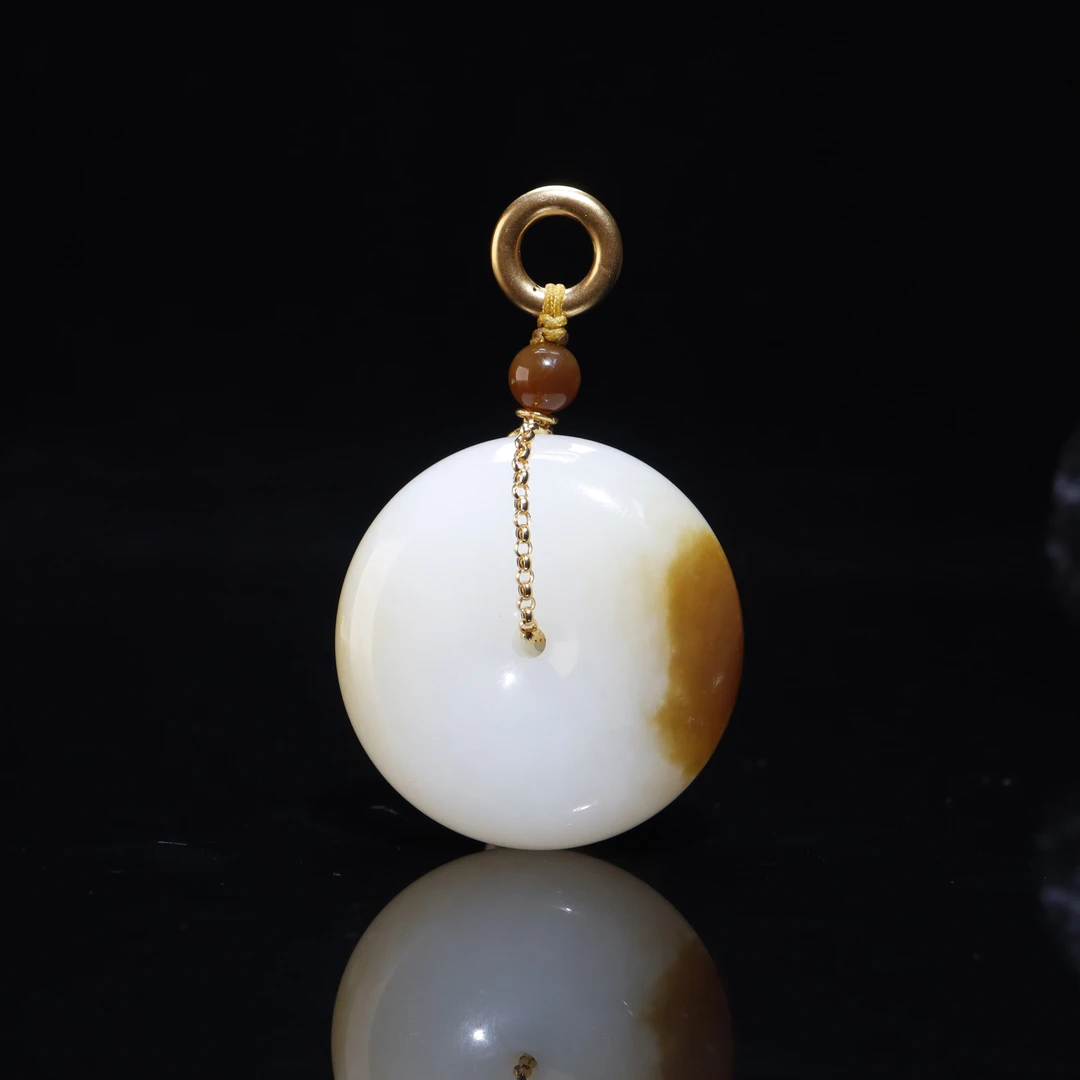 白玉世家和田玉18K金糖玉甜蜜蜜平安扣 （多样性发货）
