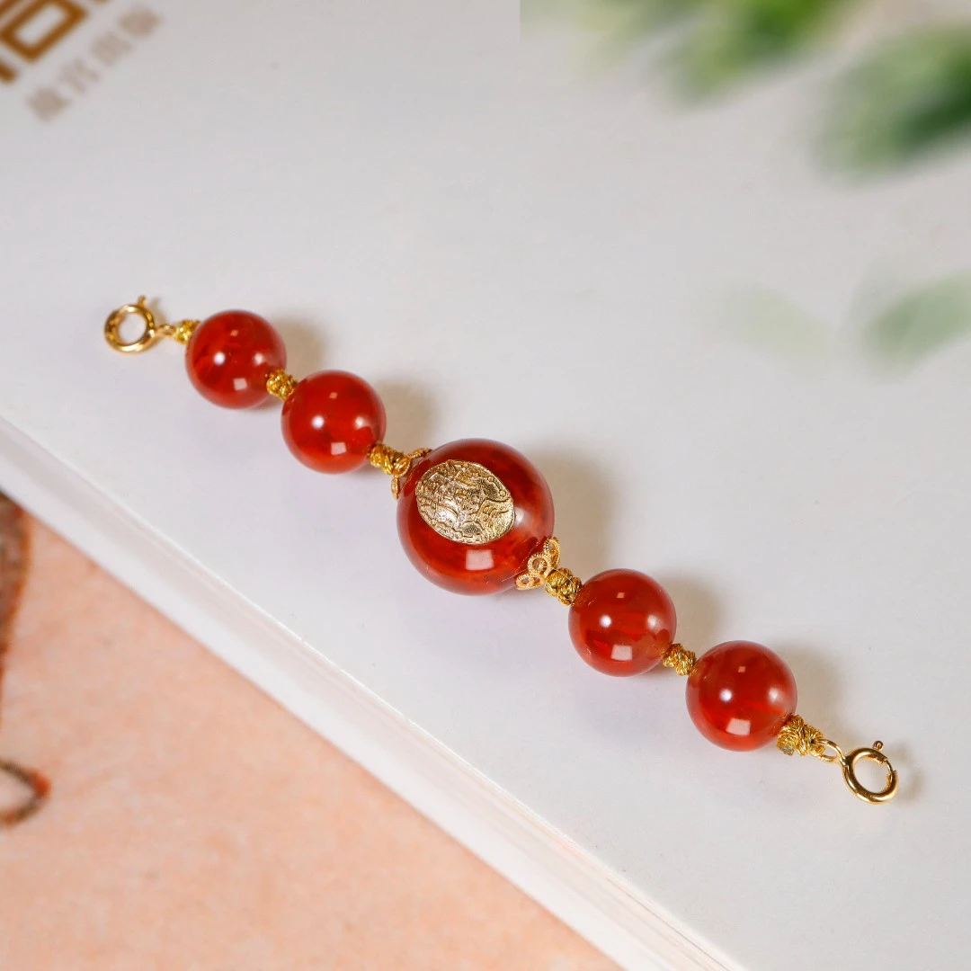 18K金牛血红延长链女款爆款礼物南红百搭链保真礼物包邮珠宝玉石