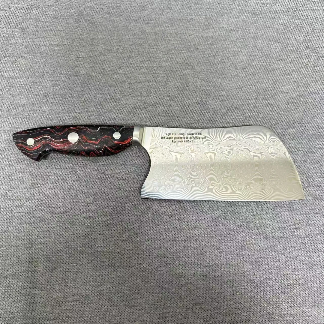 D-030 瑞粉大马士革菜刀 刃长约15.5CM 宽约7CM 品牌直播展示为主