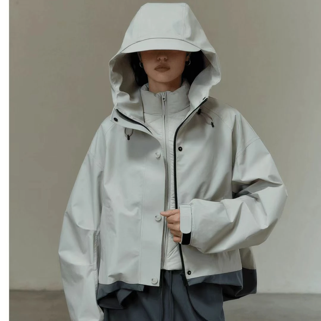 【旷野外套】户外运动派克服女短款硬壳户外夹克2024冬季冲锋外套