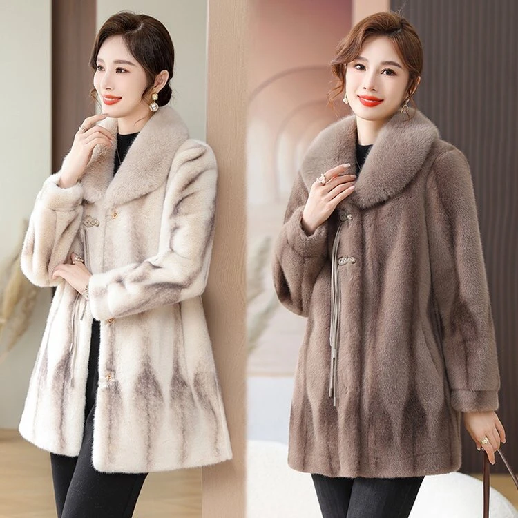 妈妈装秋冬装洋气外套水欧绒50-60岁中老年女装加厚呢子时尚上衣