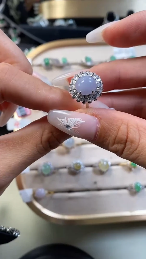 【闪购商品】翡翠戒指银S925镶嵌6226