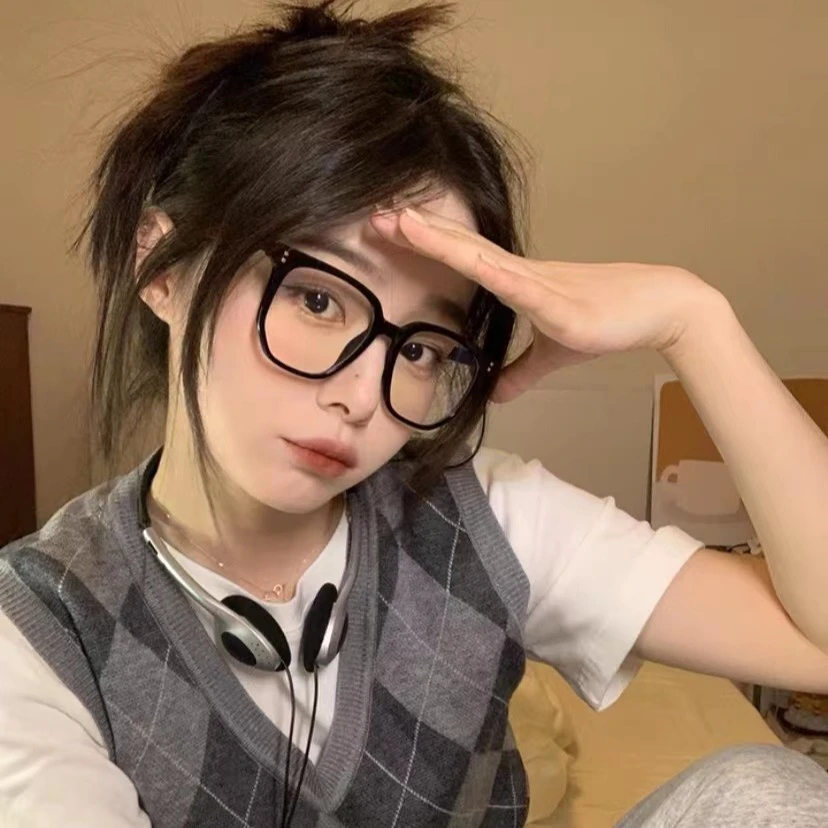 【粉丝专享】港臻眼镜复古大框显瘦木纹腿防蓝光可配度数近视F5