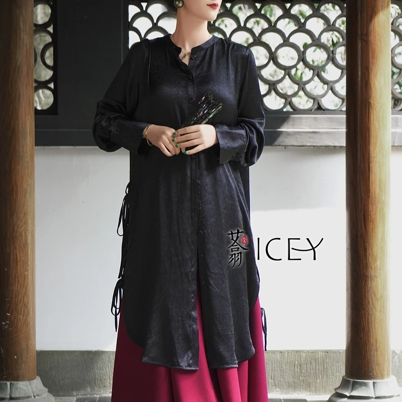 人弗缘甄选飘带开衩衬衫ZX8120410-1