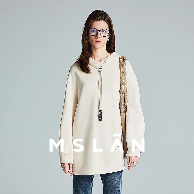 MSLAN【商场同款】新款休闲风时尚百搭气质镂空连帽卫衣上衣MFDN042