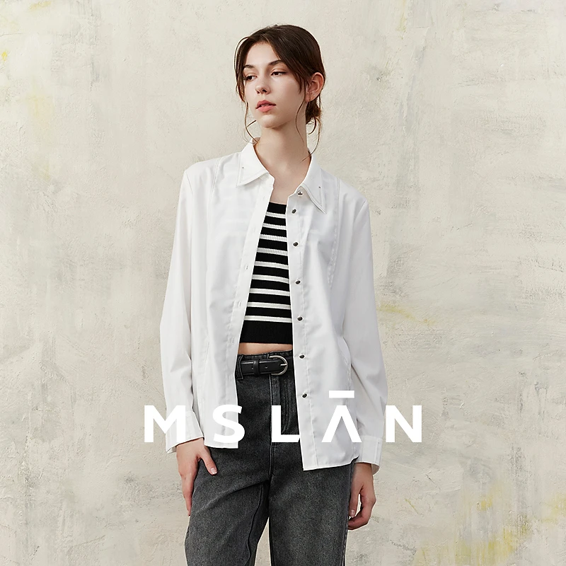 MSLAN【商场同款】 新款简约风气质百搭舒适衬衣纯色衬衫女 MGAN008