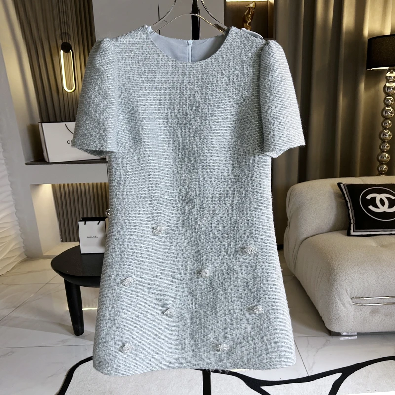 Shier/诗尔2025原创设计师春夏新款设计感小香风A字连衣裙9854