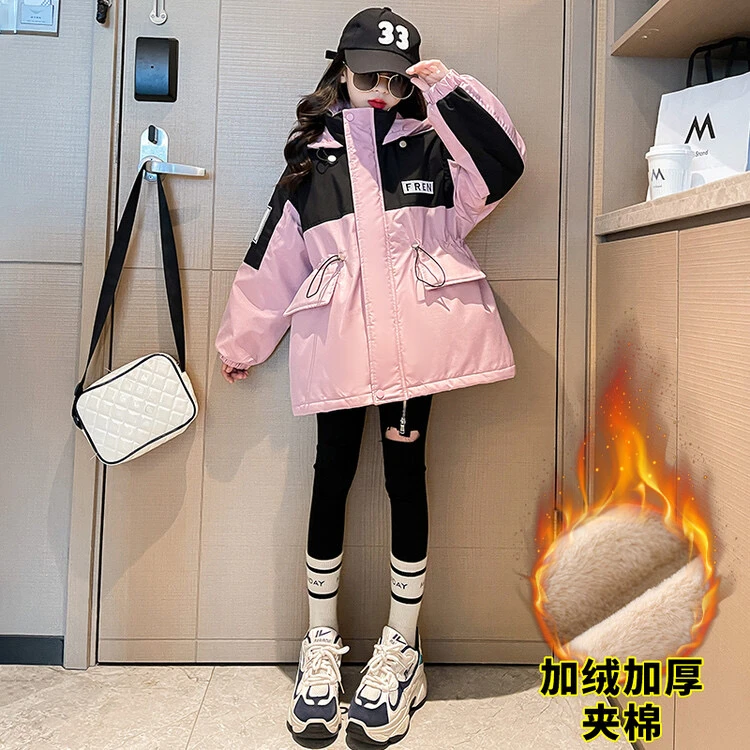 童装女童加绒加厚派克服冬款2025新款冬外套女孩中大童棉衣