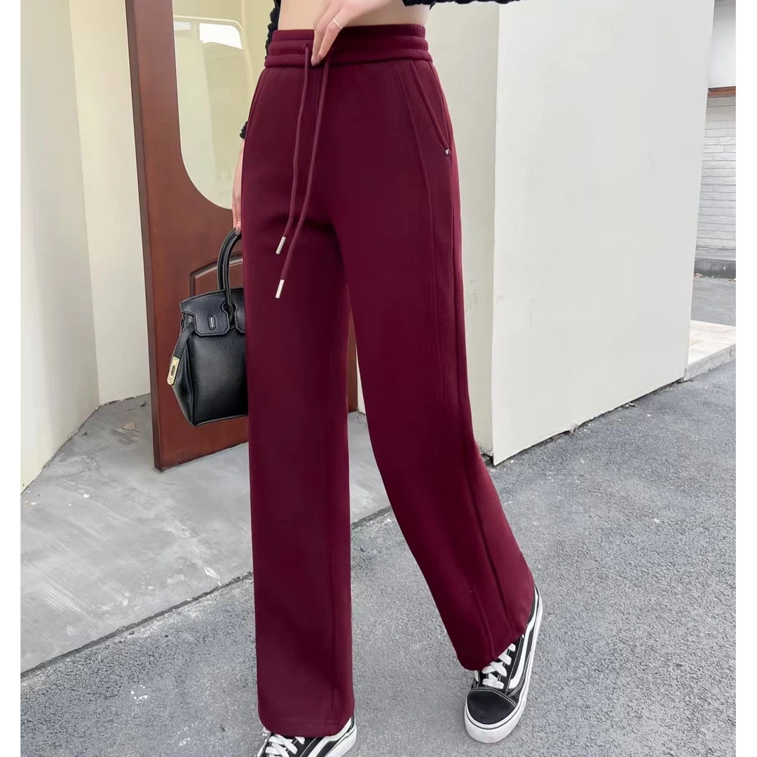 小施家气质拼接设计加绒窄版直筒裤2105（L96）