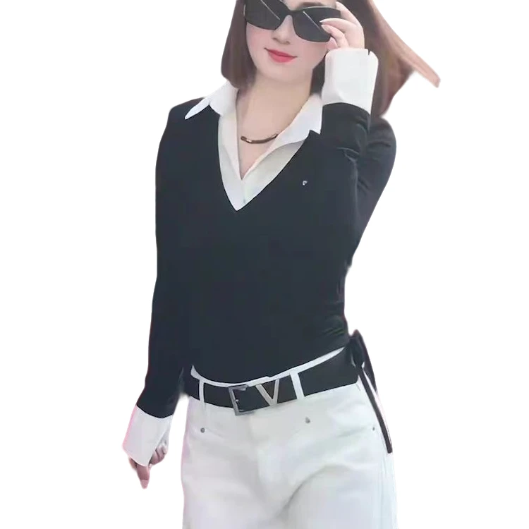 小施家气质衬衫领小施自留薄绒显瘦上衣3589
