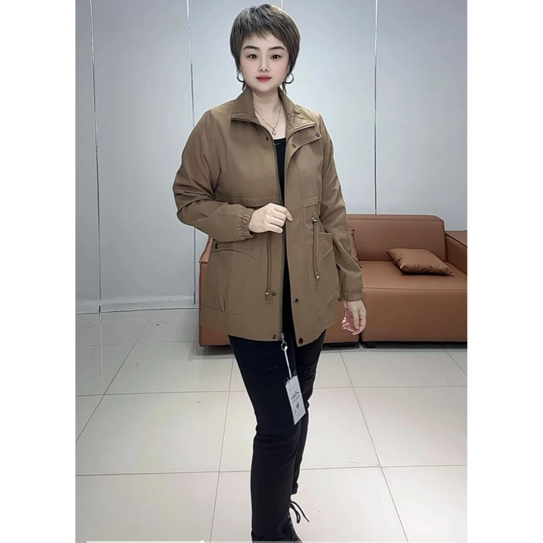 小施家时尚显瘦收腰风衣派克外套988(XL衣长68)