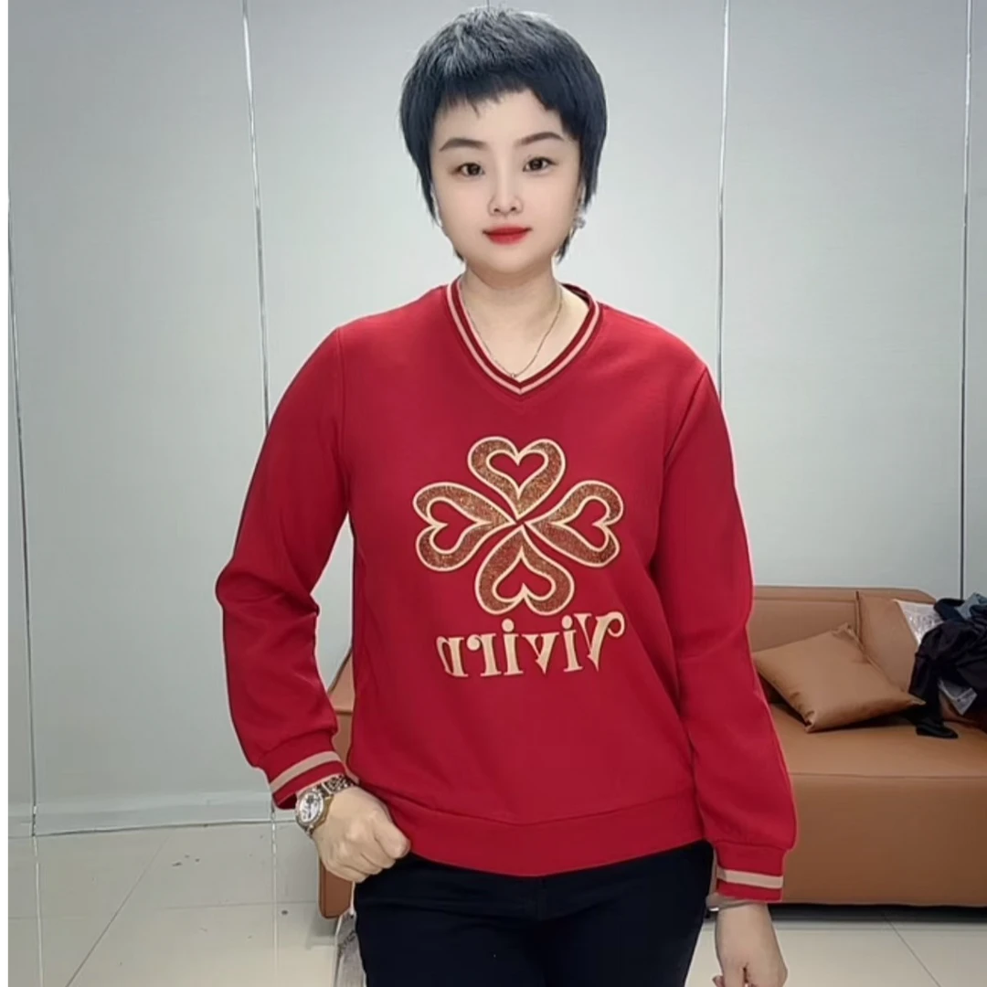 小施家气质显瘦遮肉工艺闪钻卫衣5628