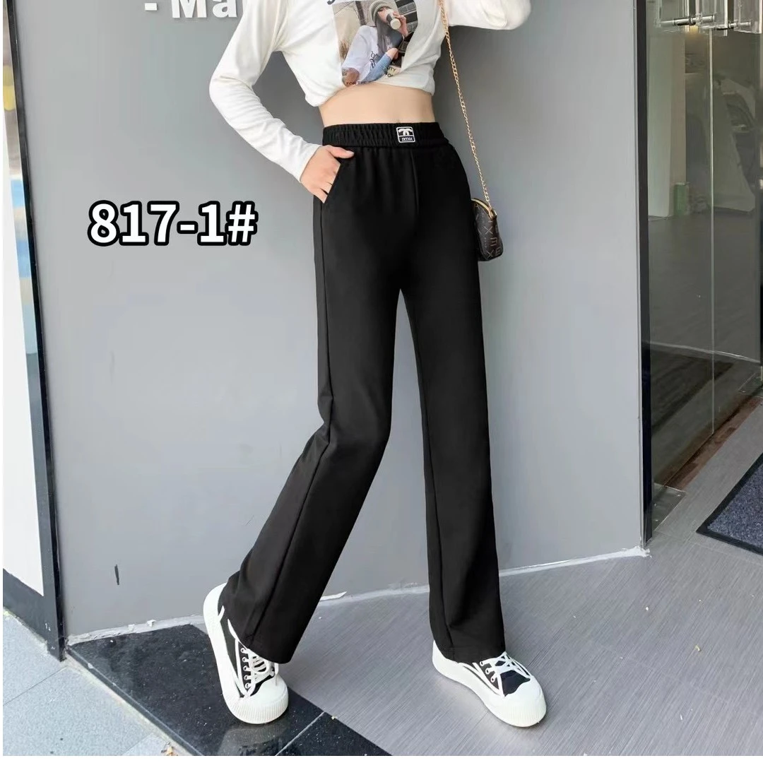 新秋款时尚百搭松紧腰高品直筒裤817