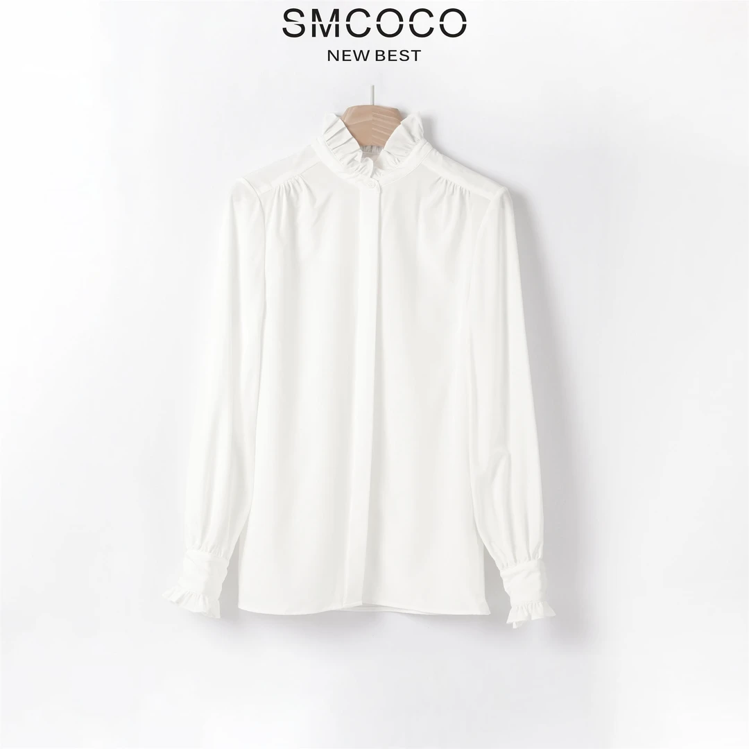 【重磅新款】时尚纯色百搭女士重工春秋轻奢休闲简约打底衬衫3336