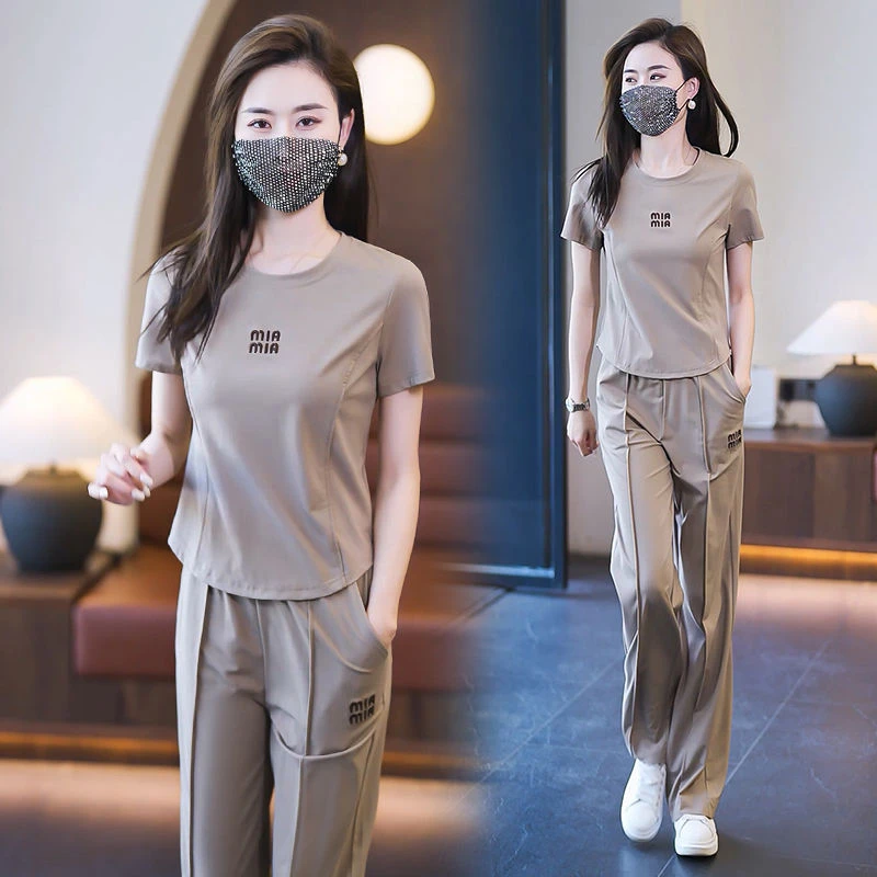 时尚运动服套装女夏新款洋气质显瘦宽松休闲爆款跑步服两件套