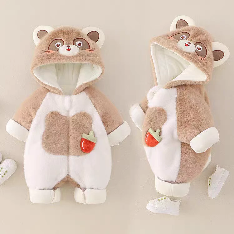 婴儿连体衣冬装加厚哈衣满月服新款男宝宝爬服加绒夹棉哈衣外出服