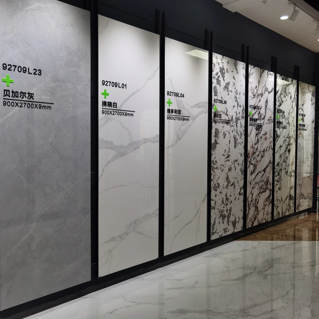 广东佛山岩板900X2700亮光大理石岩板熊猫白维多利亚岩板背景墙