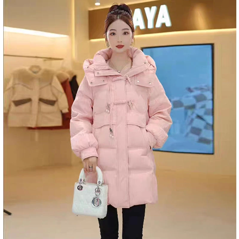 波司澄2023新款高档连帽羽绒服女2023新款冬季白鸭绒保暖加厚中长