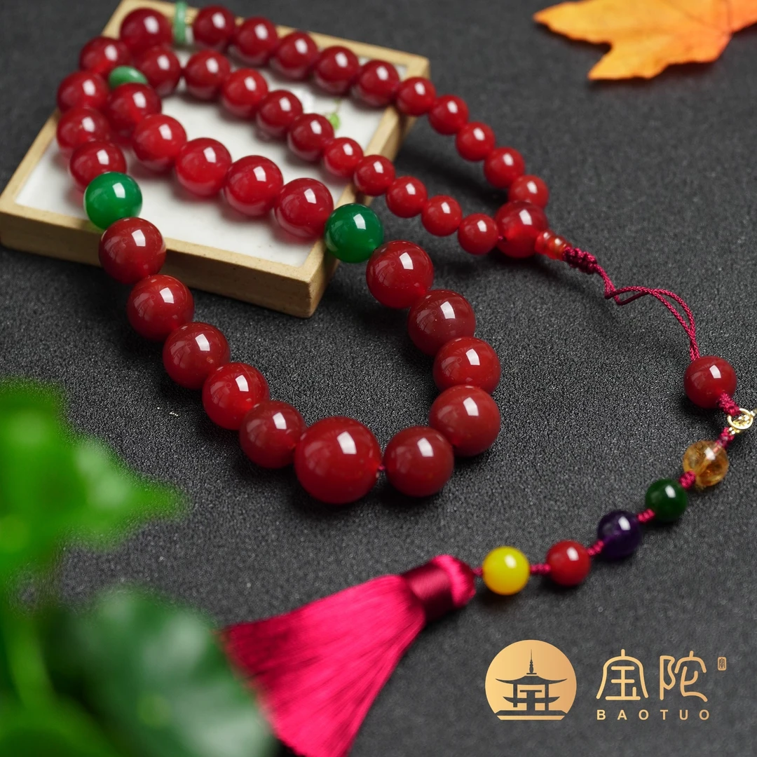 【宝陀】红玛瑙塔链多圈流苏珠珠长链新品坠链
