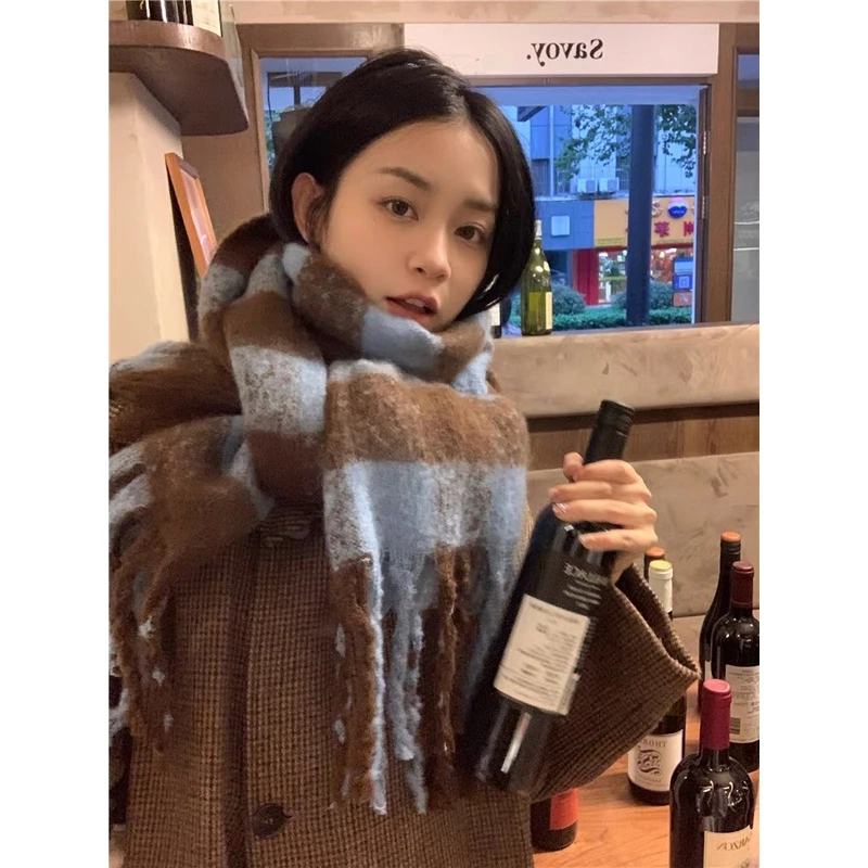 2025爆款围巾秋冬新款百搭复古格子学生高颜值冬季高级感氛围感