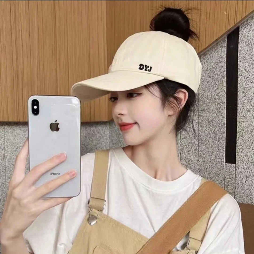 可扎马尾棒球帽半空顶鸭舌帽女帽子女生防晒运动帽休闲百搭遮阳帽