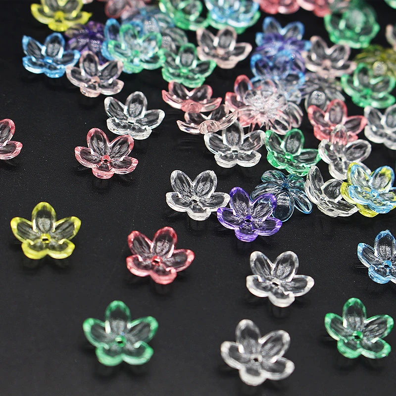 12mm亚克力透明电镀樱花 彩色五瓣花花托diy手工材料饰品配件