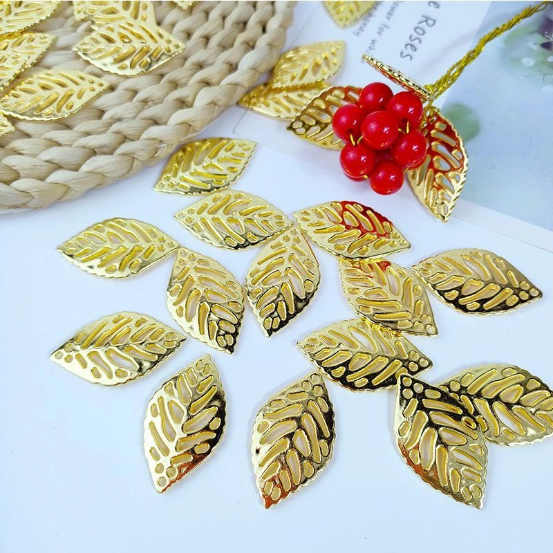 金色镂空树叶片金属花片饰品配件叶子diy手工古风发簪材料花叶片