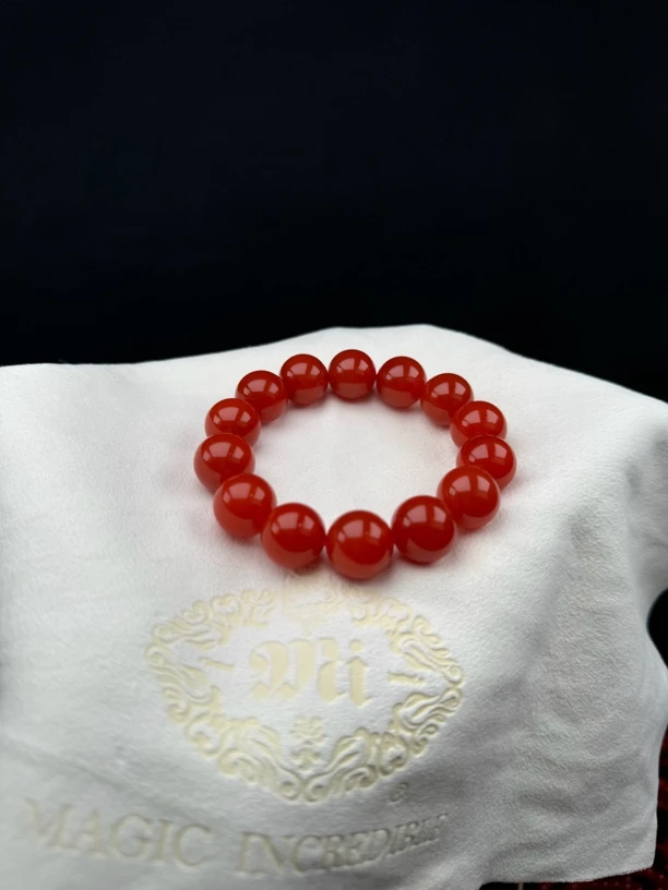 原矿保山南红手串15m杨柳中洞子柿子锦红收藏级孤品