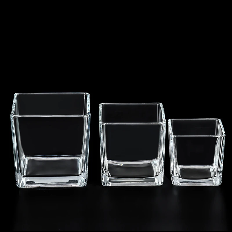 简约水培花盆玻璃花瓶正方形透明绿萝水养植物器皿乌龟缸摆件插花