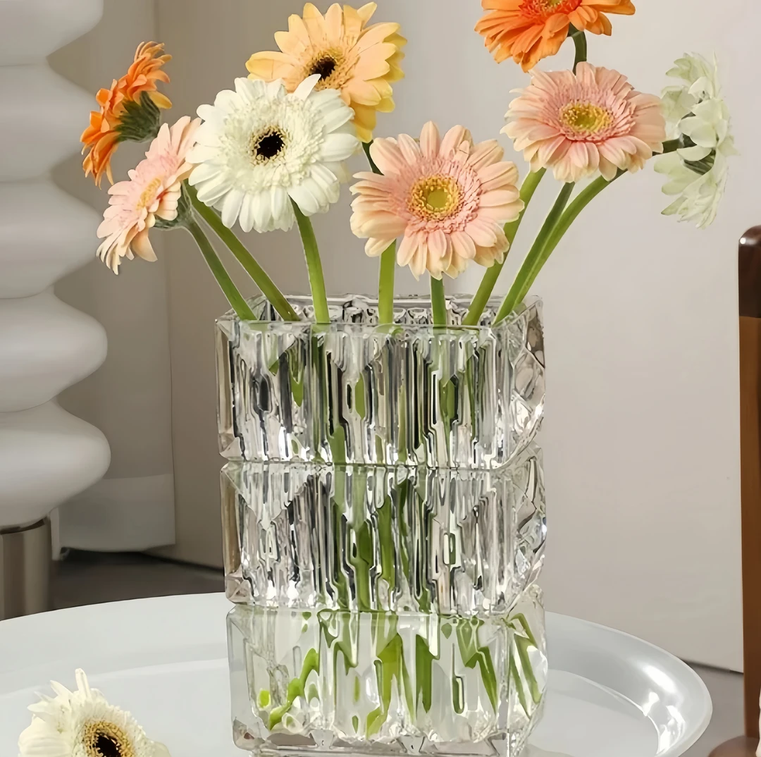 璀璨水晶玻璃花瓶卢索插花摆件轻奢风高档客厅高级感网红水培器皿