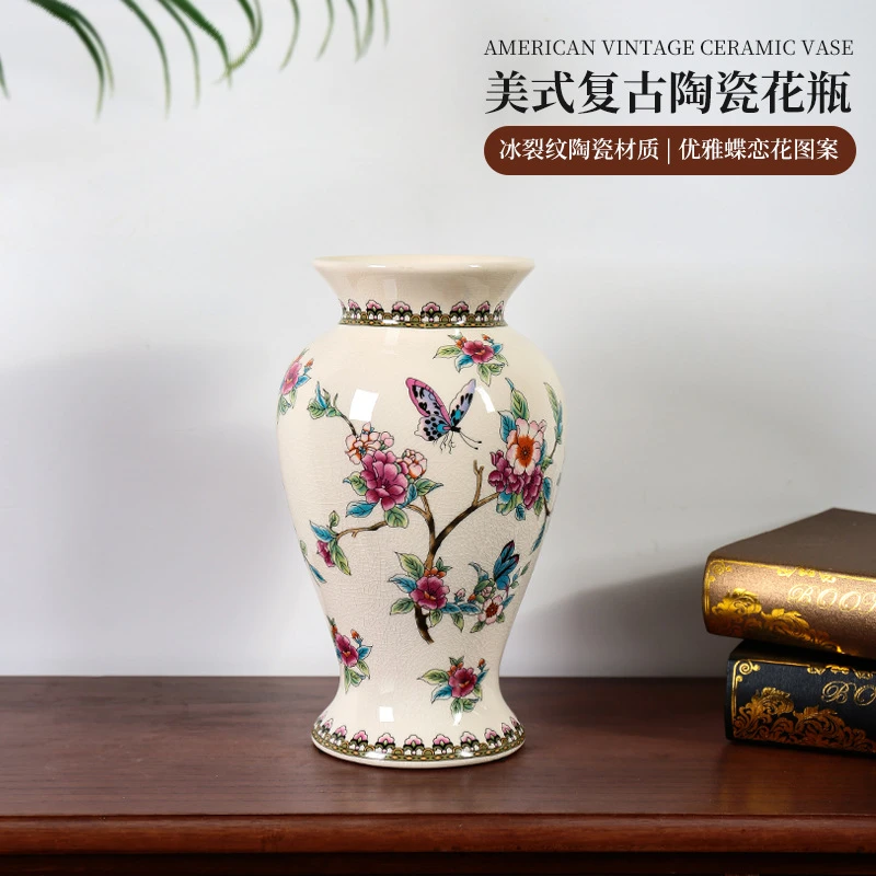 创意美式乡村陶瓷花瓶样板间卧室餐桌花插花器简约家居装饰摆件