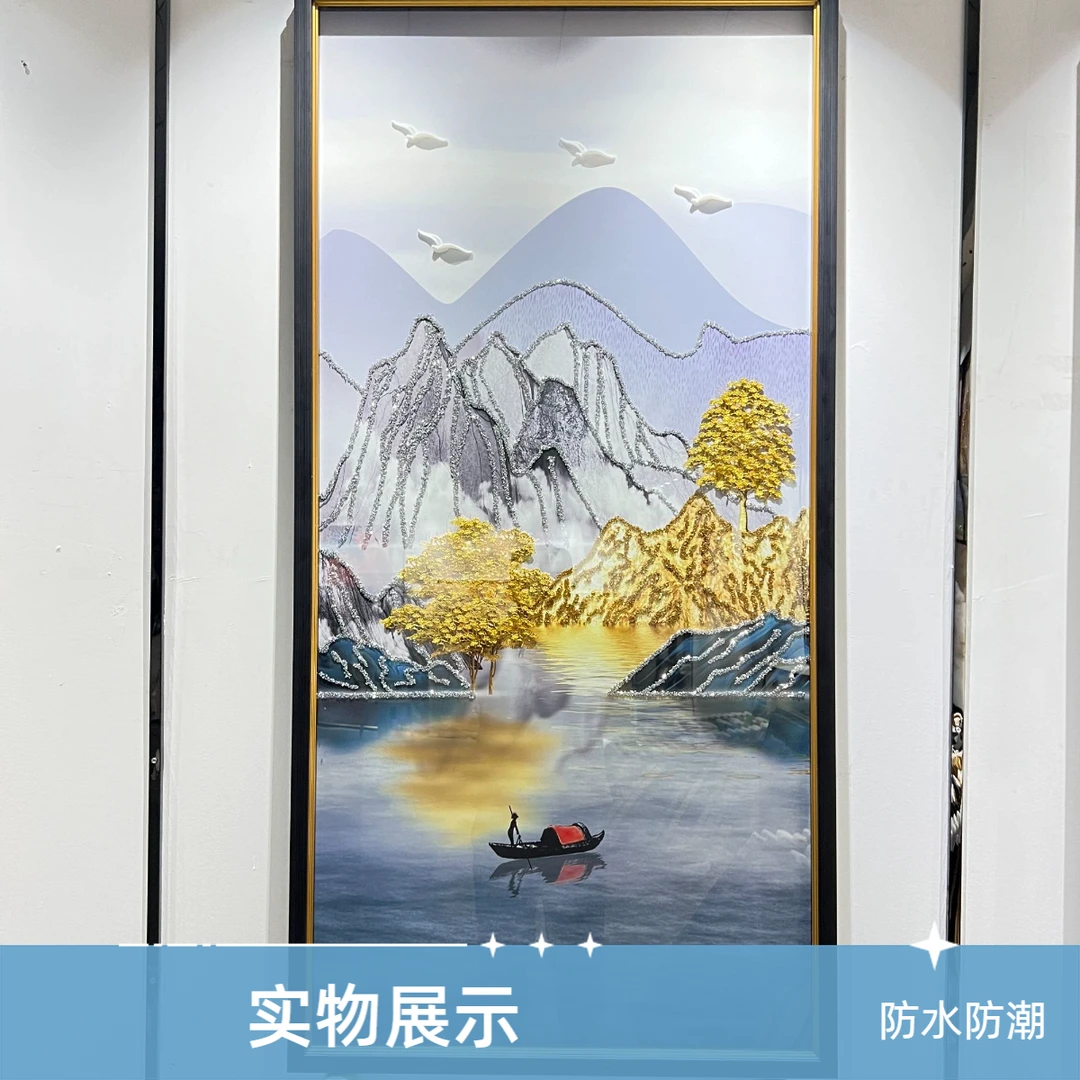 Q2富水金山时尚轻奢纯手工钢化玻璃装裱高端现代装饰画新中式挂画