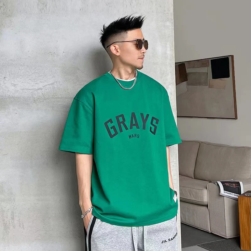 男装简约重磅潮款短袖美式圆领潮流印花ins个性半袖t恤夏季男士