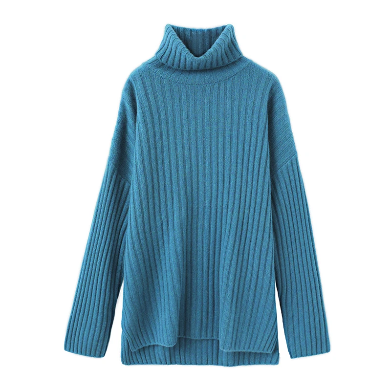 100纯山羊绒半高领抽条秋冬保暖加厚女士长袖上衣纯色百搭时尚