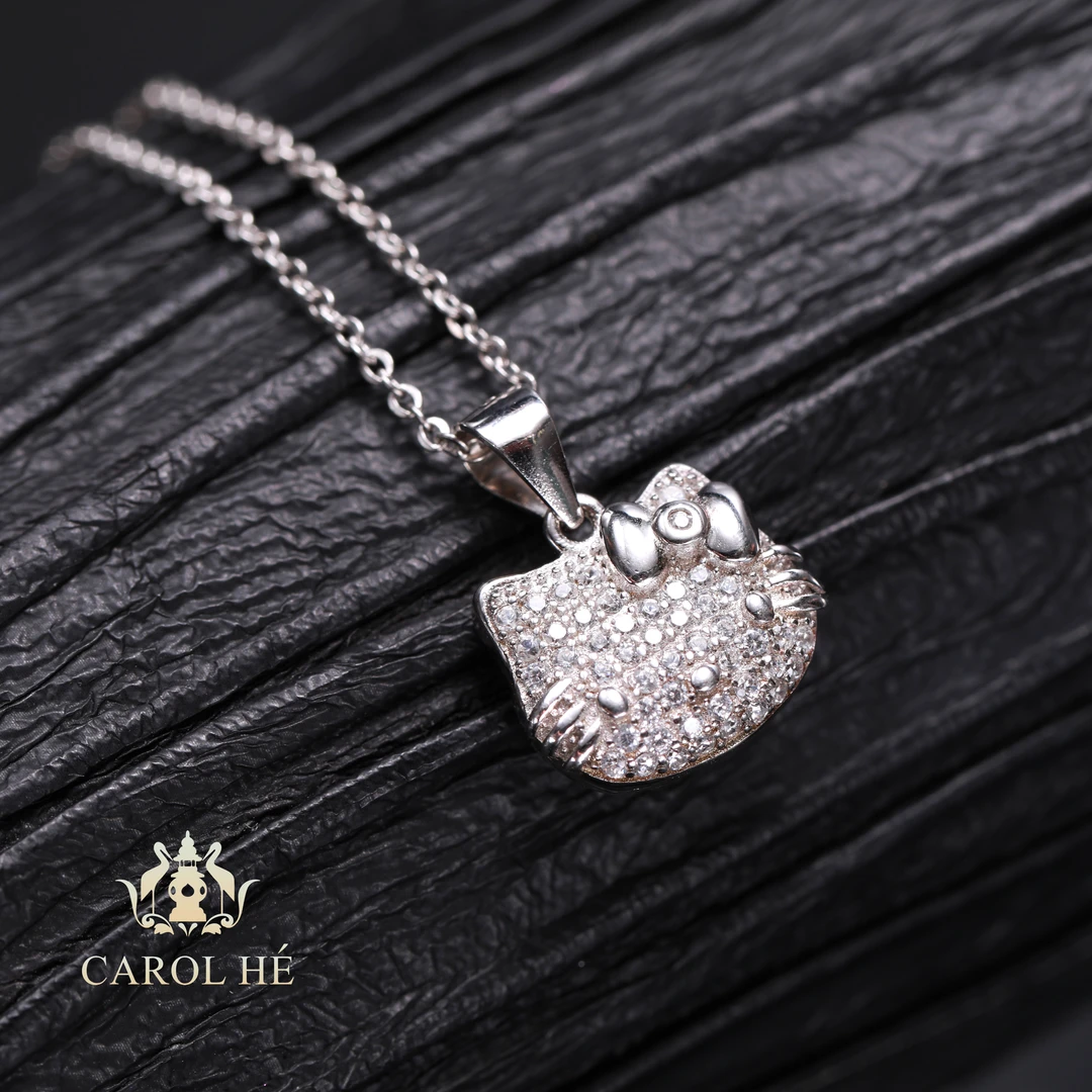 坠链均925银合成锆石 CAROLHE/卡罗尔【美学】少女设计KT猫项链X107