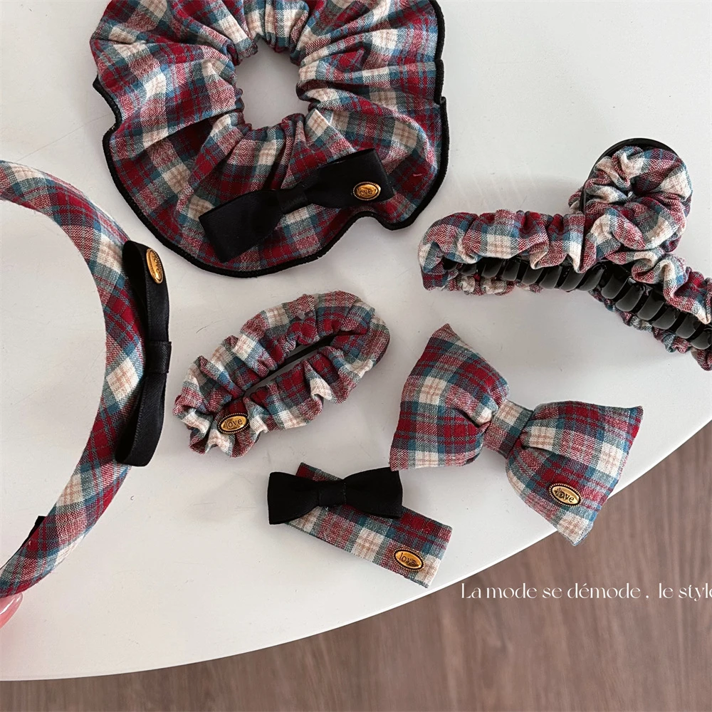 红绿格纹发夹bb夹刘海夹子简约网红少女碎发卡子头饰边夹发饰