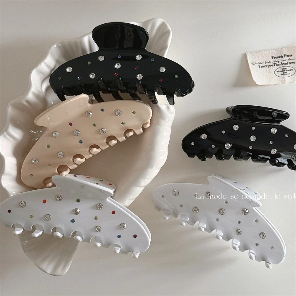 满天星法式浪漫发夹高级质感扇形抓夹错落星空闪闪水钻盘发鲨鱼夹