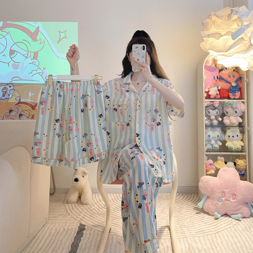 【动物冰淇淋】三件套大码250斤睡衣女可外穿家居服套装4525