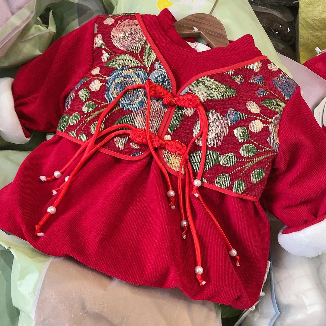 喜庆加棉罩衣小袄