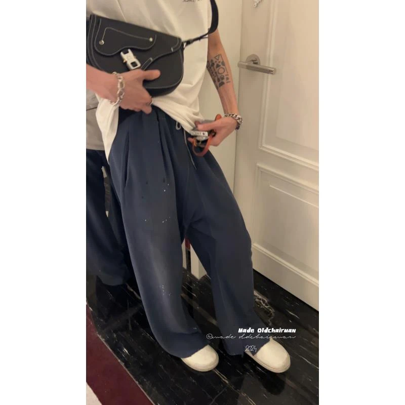 【oldchairman 】泼墨蓝色休闲长裤 DKZ0258