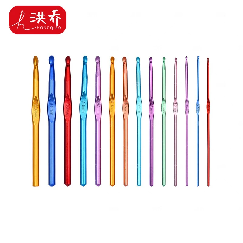 彩色氧化铝单头编织钩针DIY手工钩针 毛衣针 铝钩针