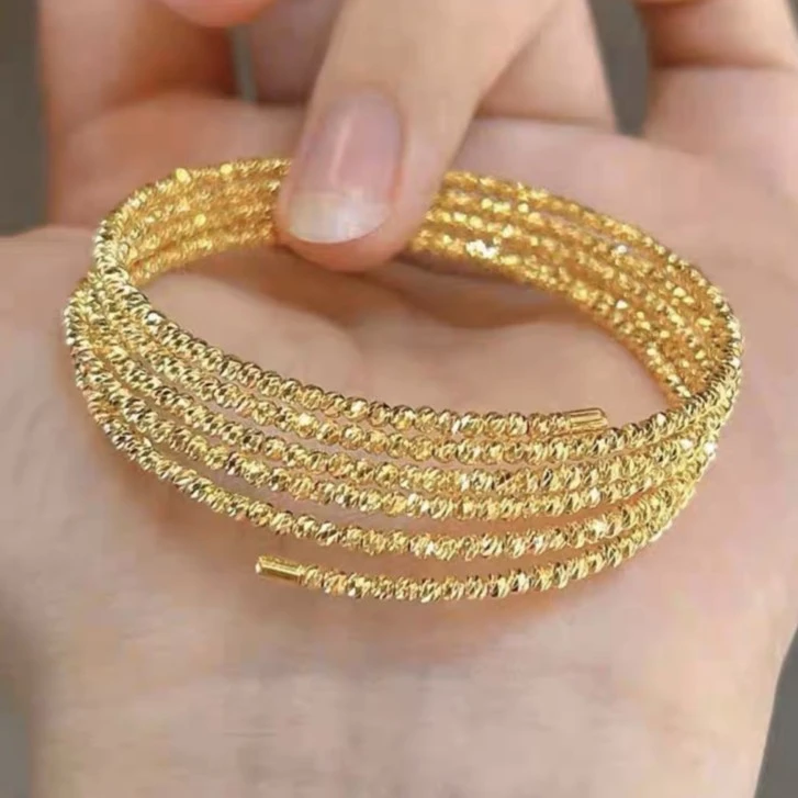 铜合金手镯 Gs 弹性记忆手镯时尚碎银三圈五圈缠绕手环素款小众